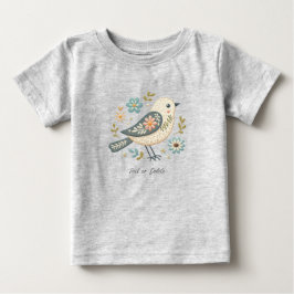 Camiseta de bebé floral pajarito verde