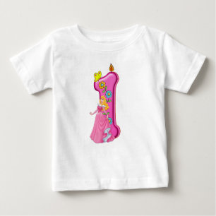 Camiseta De Bebé Floral Princess First Birday Candle T-Shirt