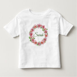 Camiseta De Bebé Floral rosa y verde personalizada