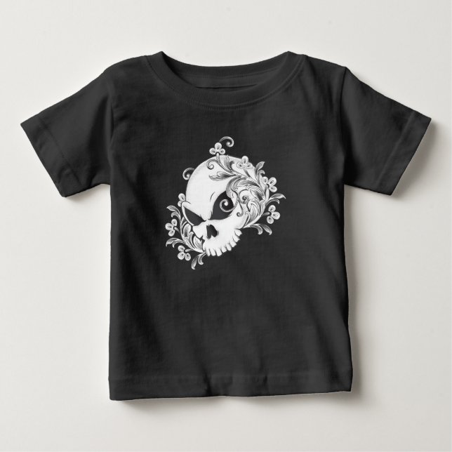 Camiseta De Bebé Floral Skull (Anverso)
