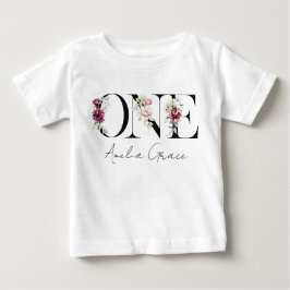 Camiseta De Bebé Floral UNO Vestido de cumpleaños y nombre para beb