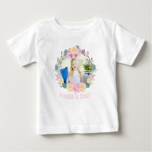 Camiseta De Bebé Floral Wreath unicorn Personalizado del partido de
