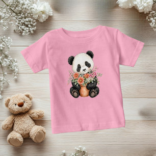 Camiseta De Bebé Florales caprichosos de bebé panda para niñas pequ