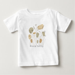 Camiseta De Bebé Florece Suavemente - Arte de Línea de Flores Silve
