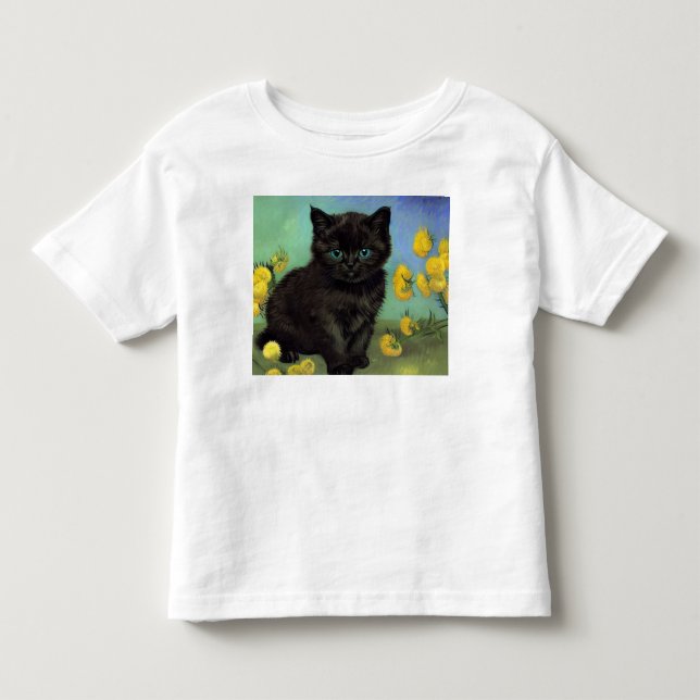 Camiseta De Bebé Flores amarillas de gato negro Van Gogh (Anverso)
