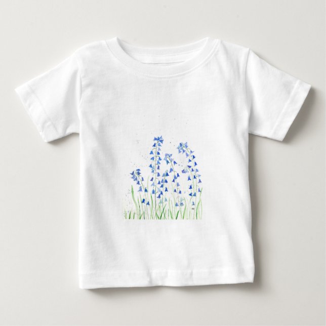 Camiseta De Bebé Flores azules azul (Anverso)