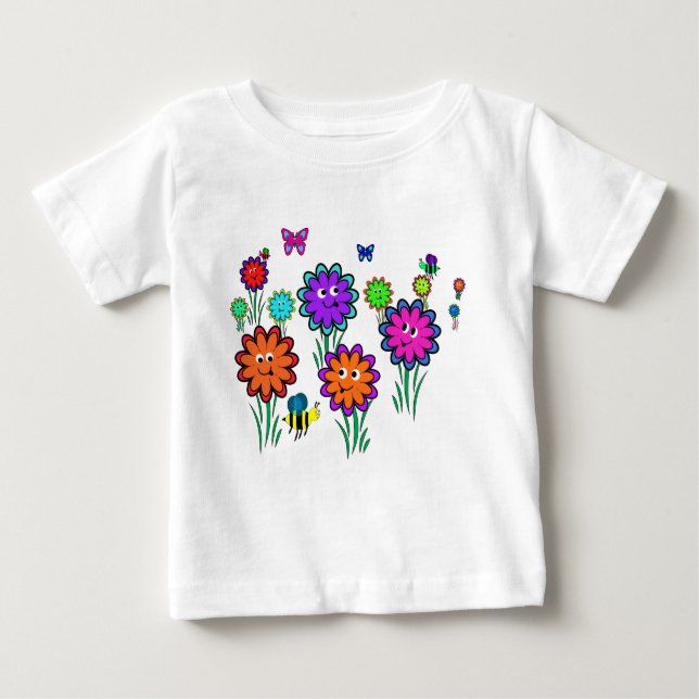 Camiseta De Bebé Flores Baby Happy (Anverso)