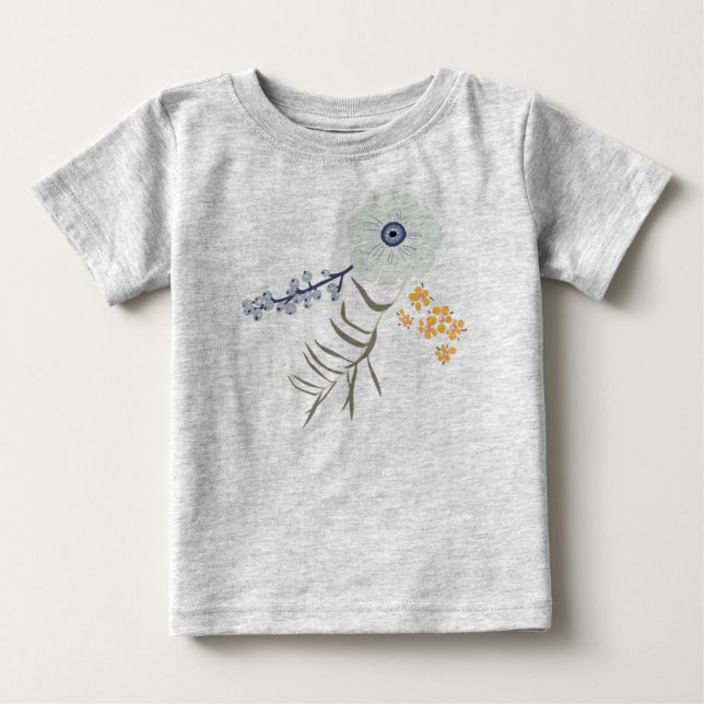 Camiseta De Bebé Flores botánicas amarillas verdes de primavera (Anverso)