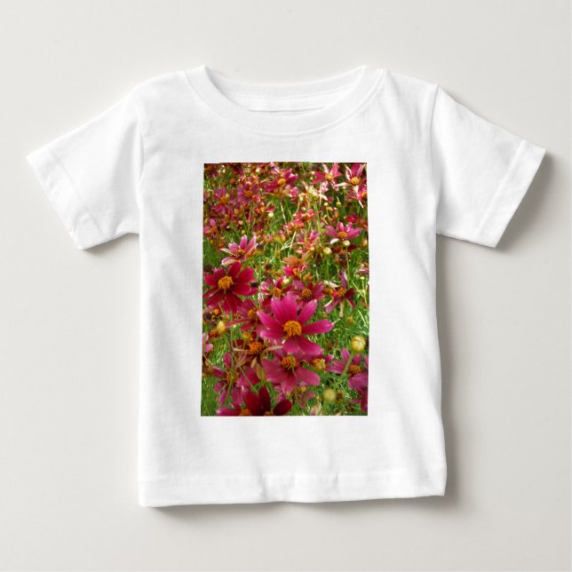 Camiseta De Bebé Flores brillantes de rosado caliente y margarita a (Anverso)