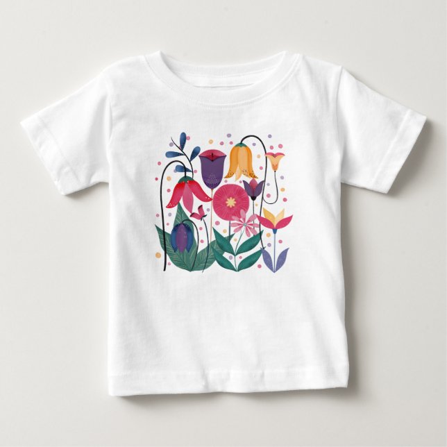 Camiseta De Bebé Flores caprichosas (Anverso)