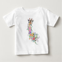 Flores coloridas Bouquet Giraffe Baby T-Shirt Gift