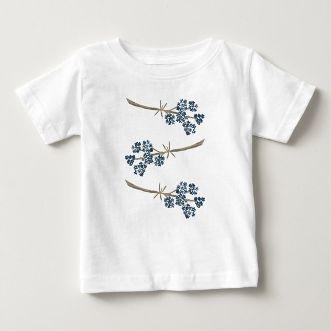 Camiseta De Bebé Flores de acuarela azul elegantes (Anverso)