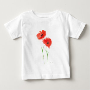 Camiseta De Bebé Flores de amapola rojas