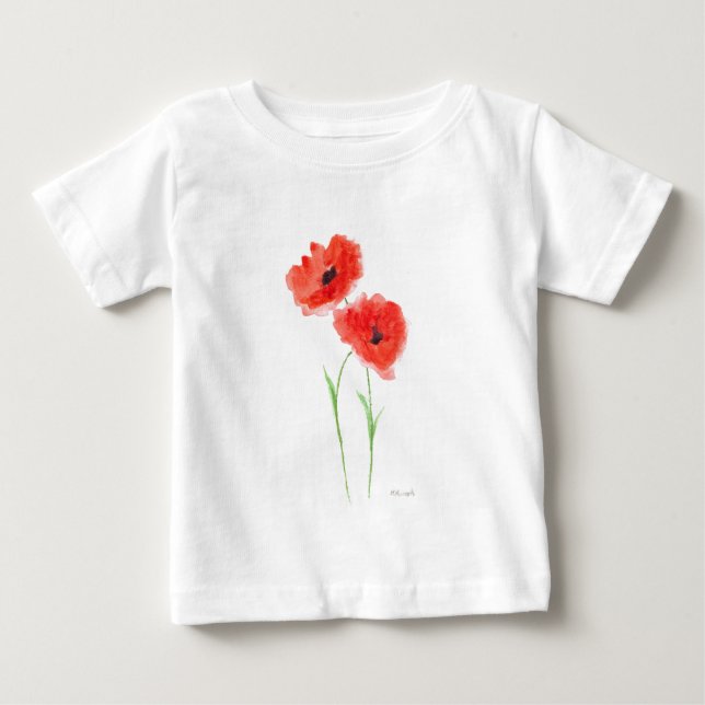 Camiseta De Bebé Flores de amapola rojas (Anverso)