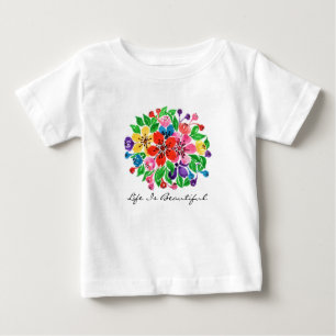 Camiseta De Bebé Flores de arcoiris acuáticas