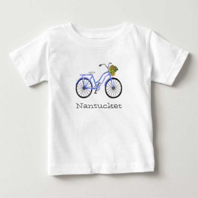 Camiseta De Bebé Flores de bicicleta Vacaciones Nantucket Souvenir  (Anverso)