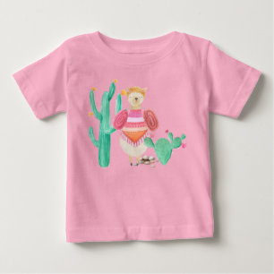 Camiseta De Bebé Flores de Cactus de Llama del Desierto Naturaleza