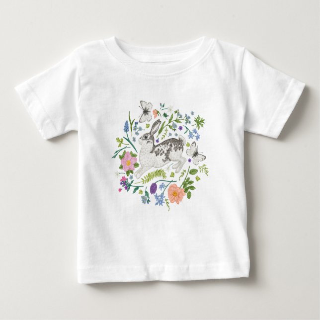 Camiseta De Bebé Flores de Conejo y Primavera (Anverso)