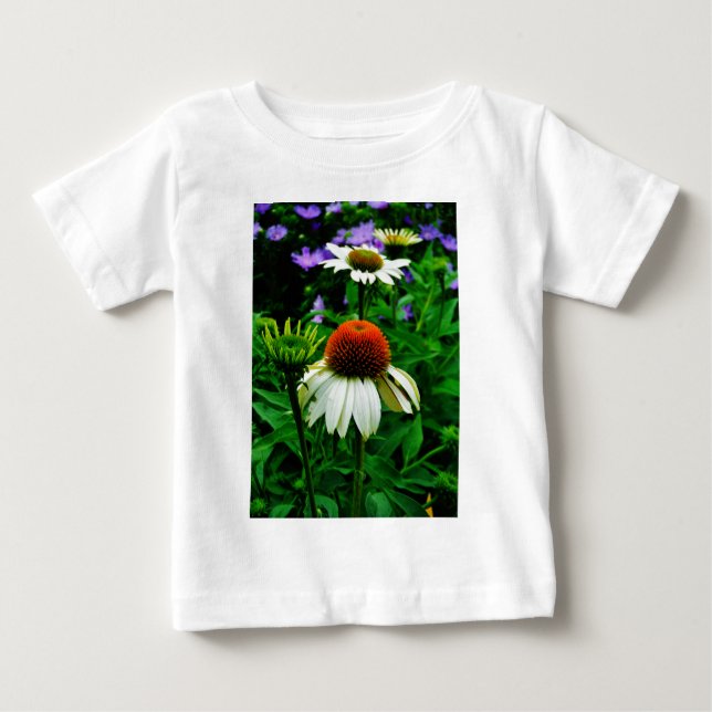 Camiseta De Bebé Flores de Cono blancas y Naranjas (Anverso)