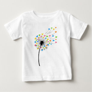 Camiseta De Bebé Flores de diente de león pájaros de colores voland