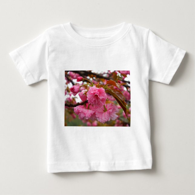 Camiseta De Bebé Flores de flores de cerezo rosado caliente (Anverso)