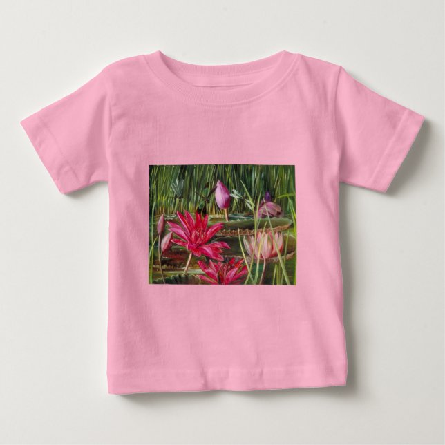 Camiseta De Bebé Flores de flores rosas de pintura de época (Anverso)