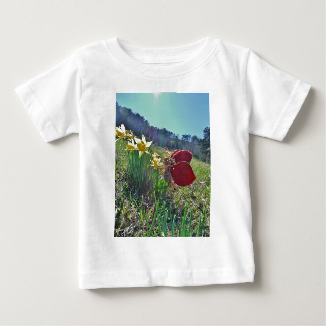 Camiseta De Bebé Flores de hadas y amarillas (Anverso)