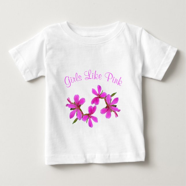 Camiseta De Bebé flores de jardín rosadas bonitos, chicas como rosa (Anverso)