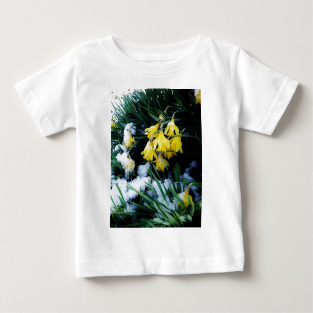 Camiseta De Bebé Flores de los Daffodils amarillos en la nieve (Anverso)