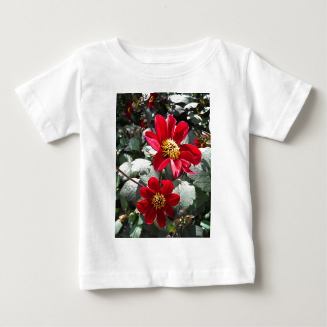 Camiseta De Bebé flores de margarita rosada roja / margarita (Anverso)