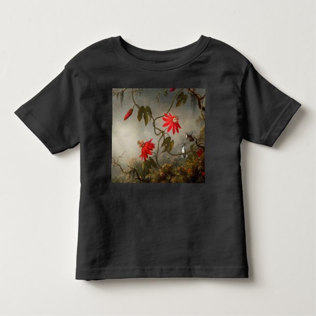 Camiseta De Bebé Flores de pasión con cabeza de Hummingbirds (Anverso)