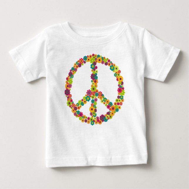 Camiseta De Bebé Flores de signos de paz hippy (Anverso)