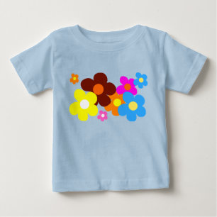 Camiseta De Bebé Flores Felices Azul Pálido