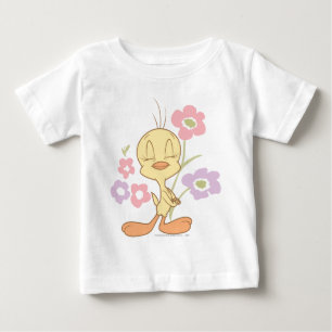 Camiseta De Bebé Flores moradas rosadas de Tweety