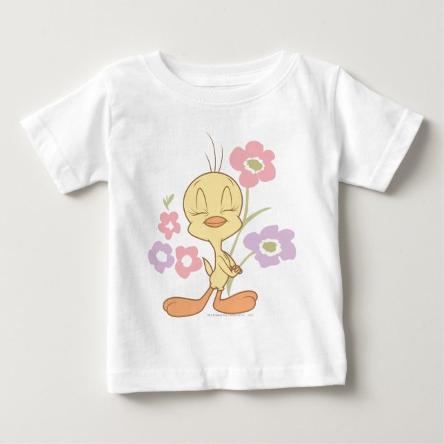 Camiseta De Bebé Flores moradas rosadas TWEETY™ (Anverso)