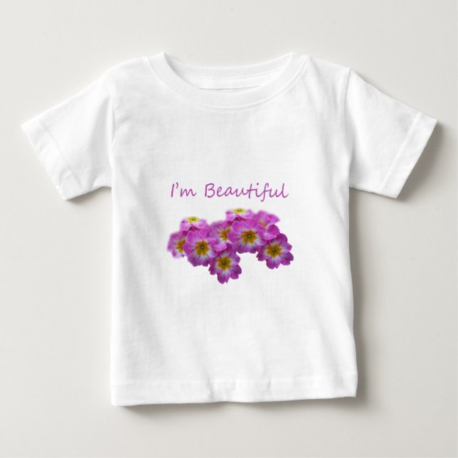 Camiseta De Bebé Flores moradas, soy hermosa (Anverso)