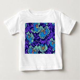 Camiseta De Bebé Flores moradas y azules William Morris