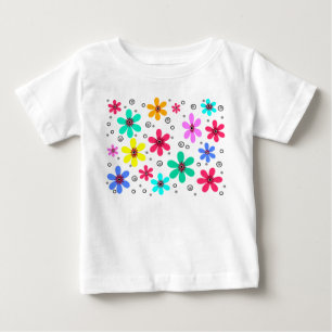 Camiseta De Bebé Flores multicolores daisies fondo retro sumario