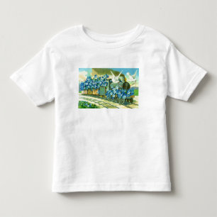 Camiseta De Bebé Flores, palomas y tren