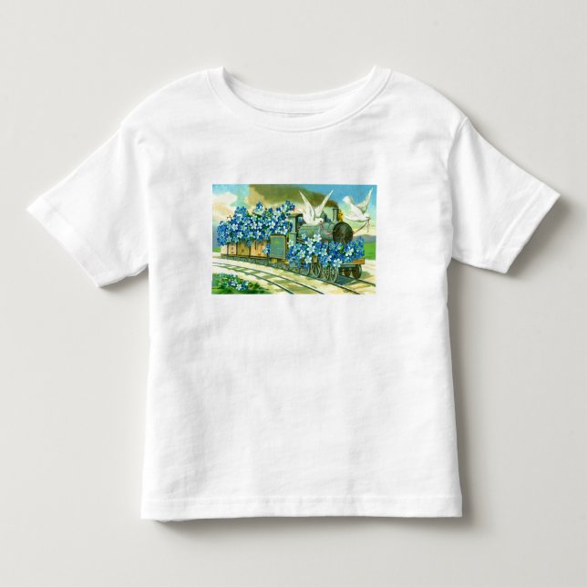 Camiseta De Bebé Flores, palomas y tren (Anverso)
