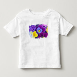 Camiseta De Bebé Flores pansy flotando en un baño de pájaro con r
