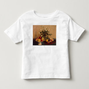 Camiseta De Bebé Flores, plato con la fruta y garrafa, 1865