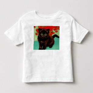 Camiseta De Bebé Flores rojas de gato negro Van Gogh