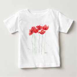 Camiseta De Bebé Flores rojas Poppies
