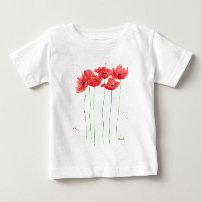Camiseta De Bebé Flores rojas Poppies (Anverso)