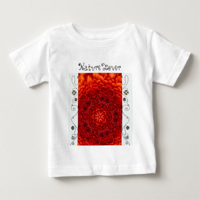 Camiseta De Bebé FLORES ROJOS DE DAHLIA, Amante abstracto de la nat (Anverso)