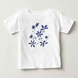 Camiseta De Bebé Flores románticas azules