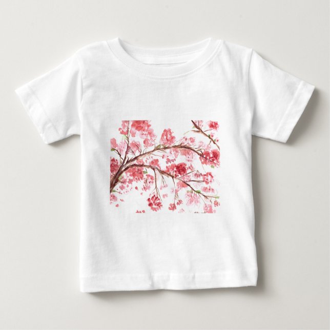 Camiseta De Bebé Flores rosas de cerezo floral Sakura Girly (Anverso)