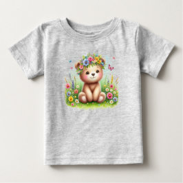 Camiseta De Bebé Flores silvestres y mariposas Beary Cute