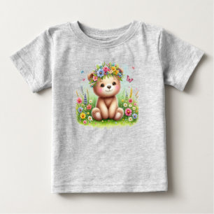 Camiseta De Bebé Flores silvestres y mariposas Beary Cute 